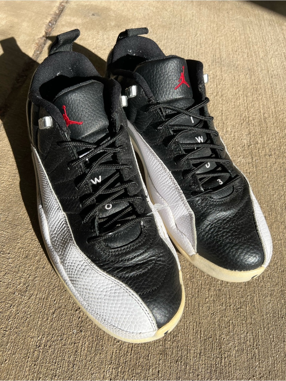 Jordan Low-Top Sneakers in Black, White & Red Accents